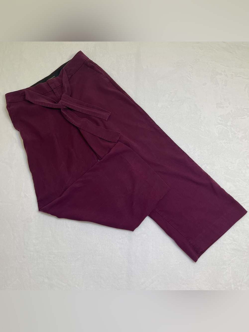 Banana Republic Plum Purple Tie Waist Wide Leg Lyocell Trousers Women’s 14